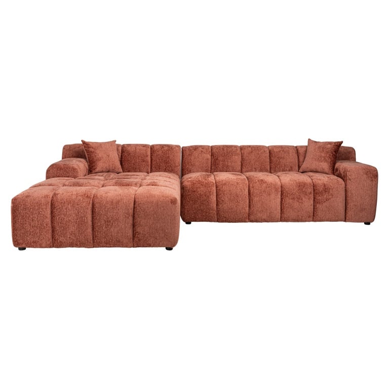 Canapé 5 places chenille terracotta Aïko