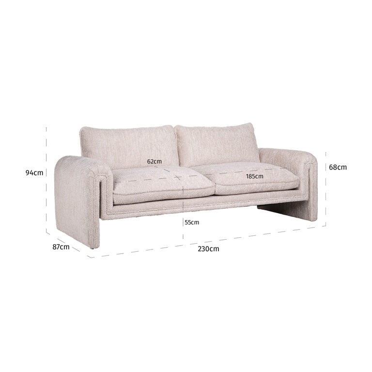 Canapé 3 Places beige Lovely