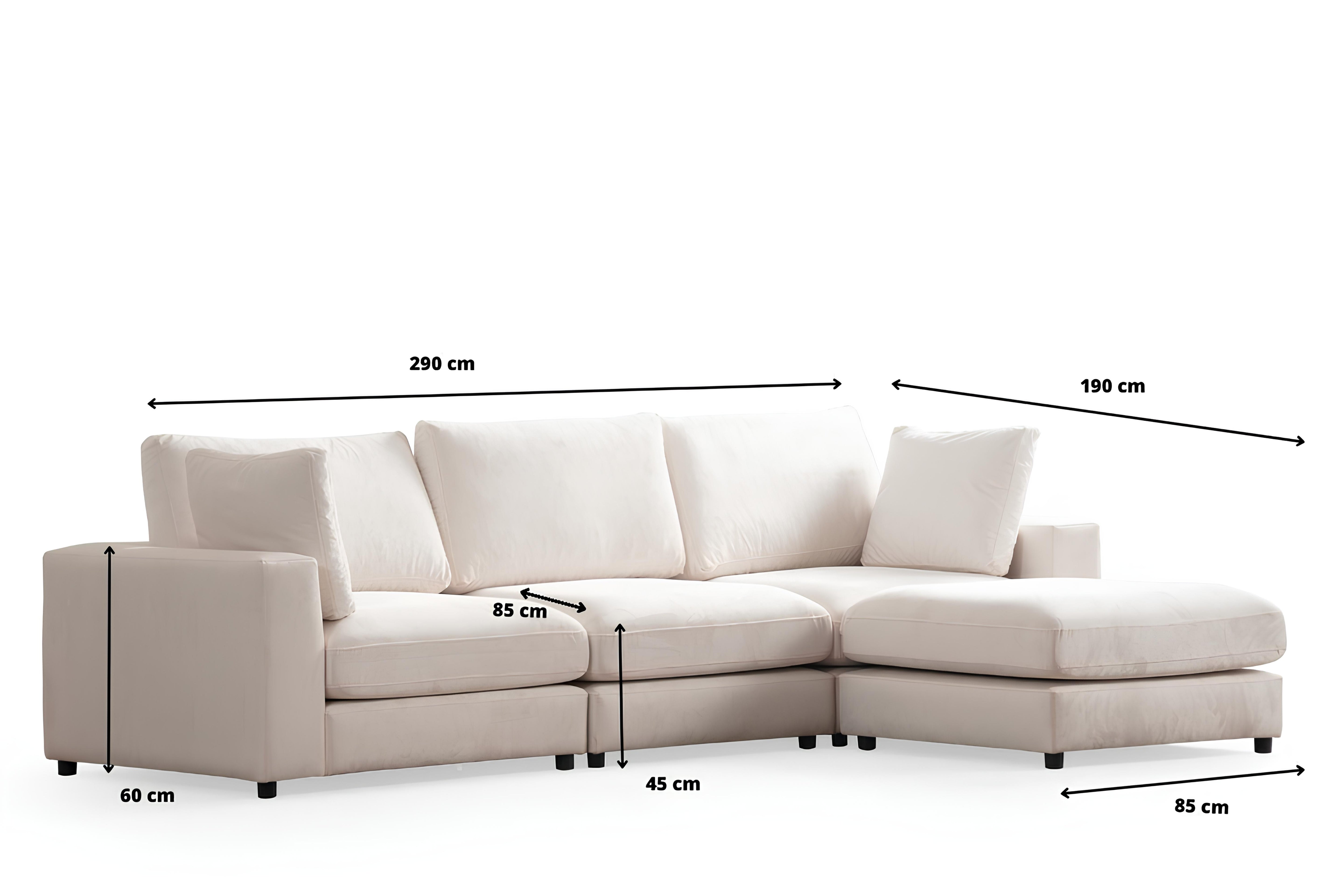 Canapé modulable 4 places velours blanc Agathe