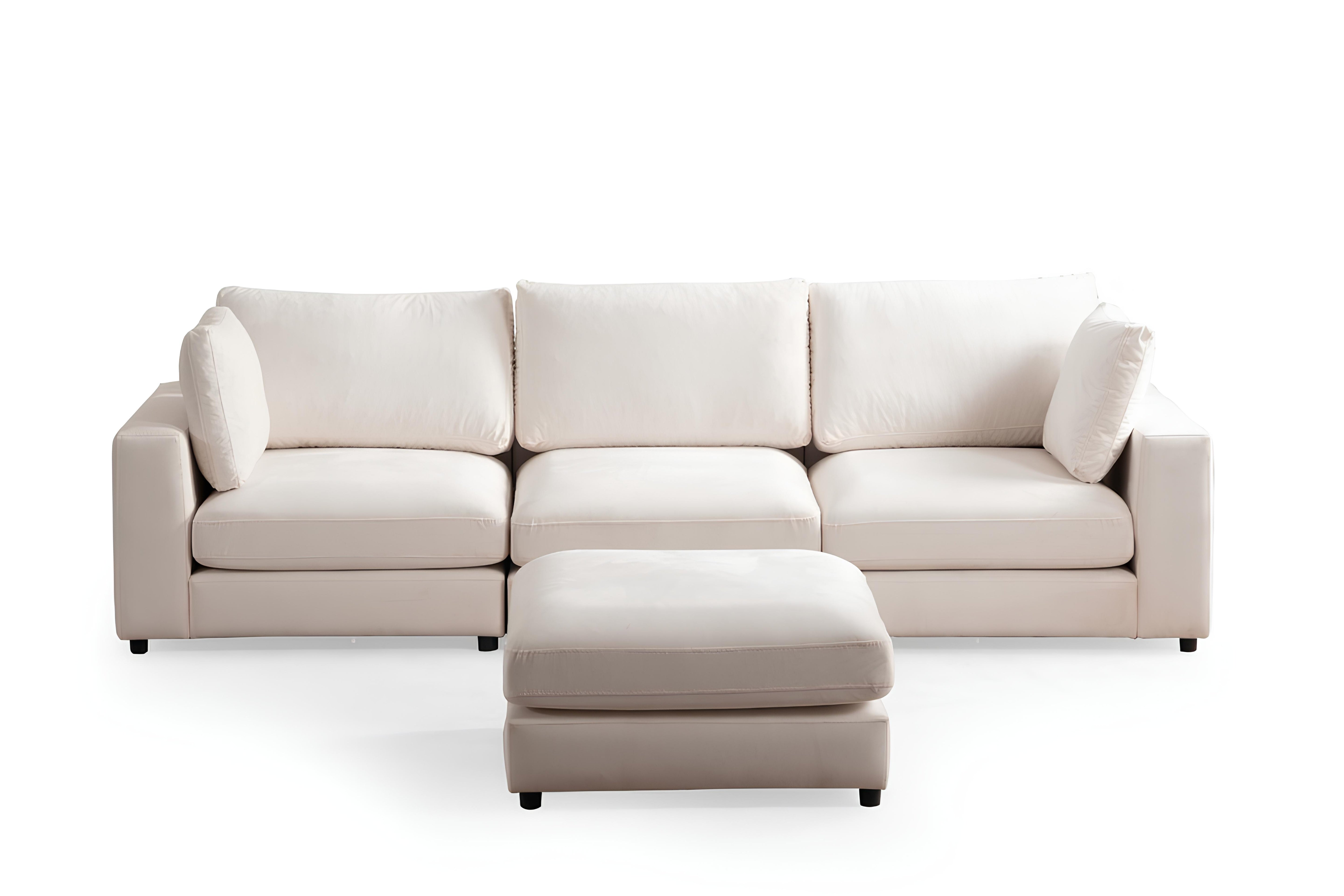 Canapé modulable 4 places velours blanc Agathe