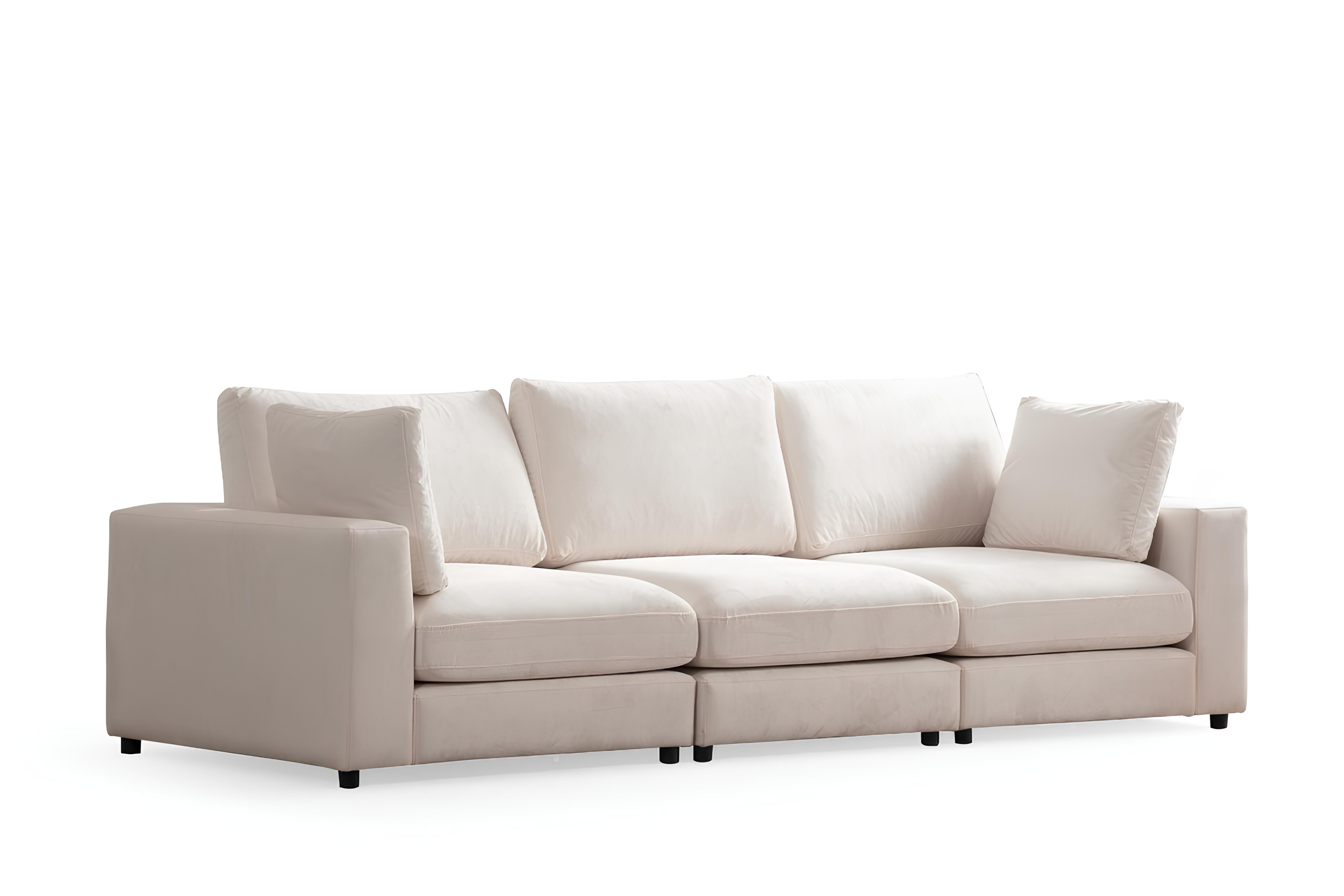Canapé modulable 4 places velours blanc Agathe