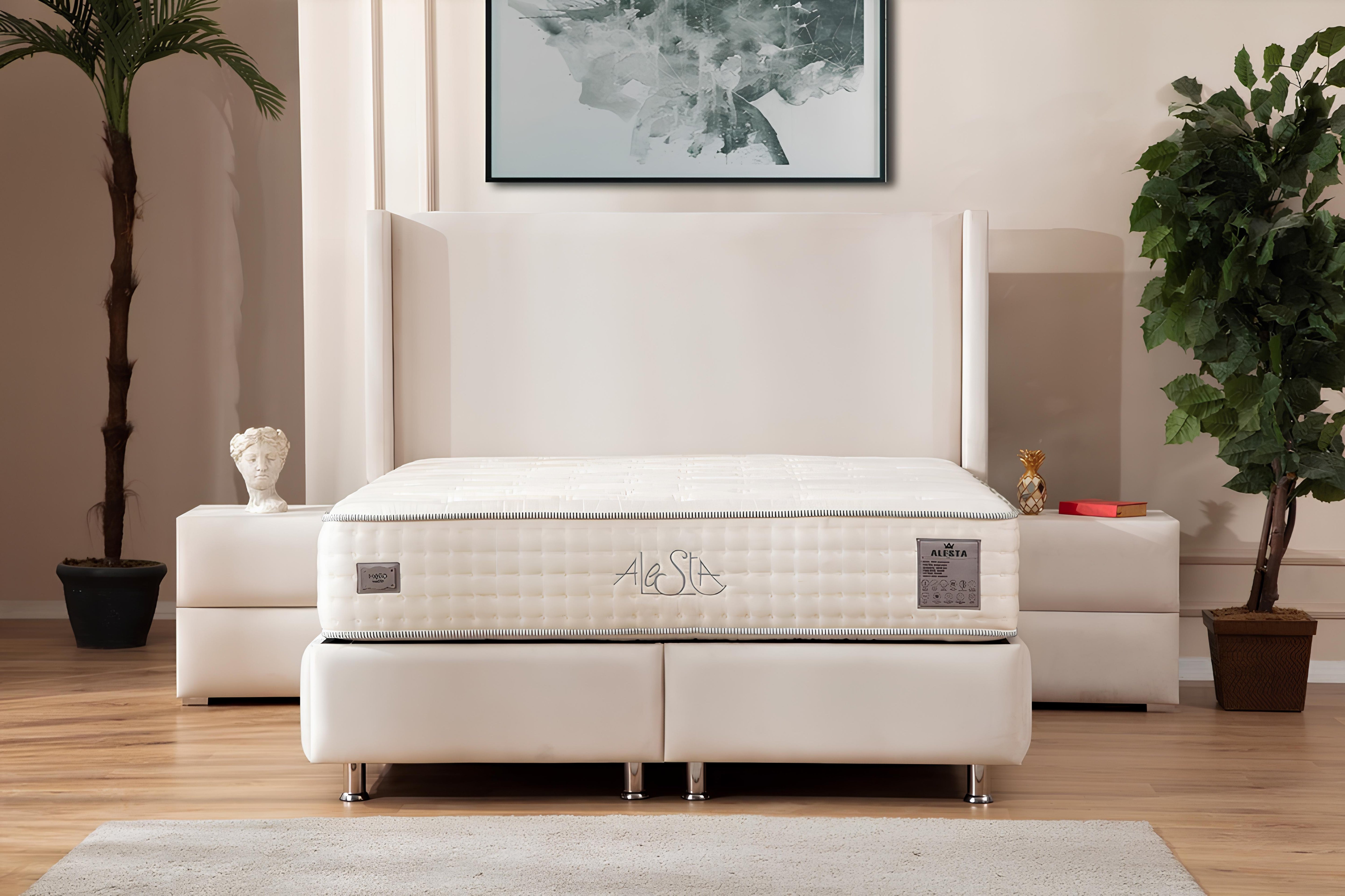 Lit Coffre en velours blanc ecru Louane