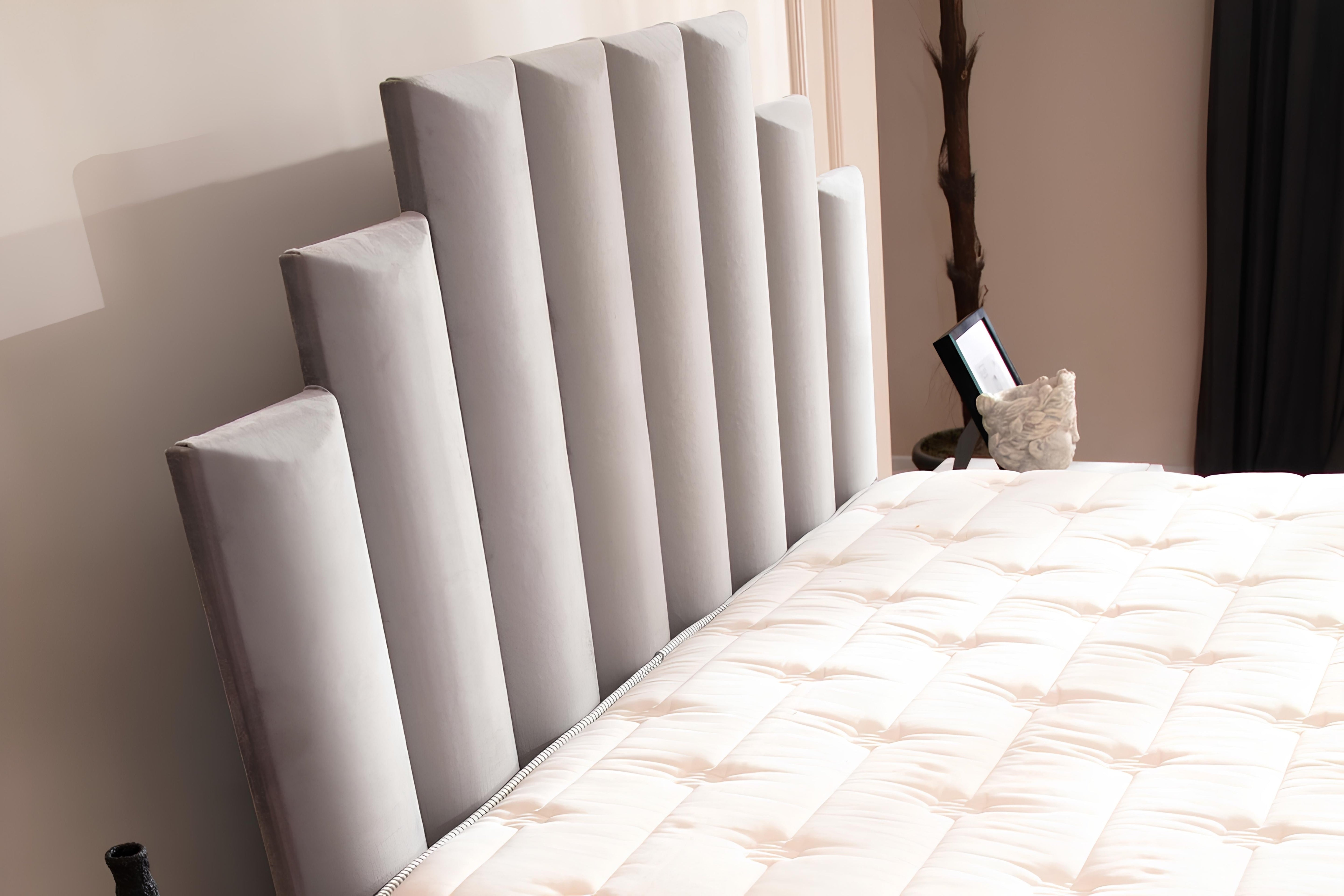 Lit Coffre en velours gris NATURA