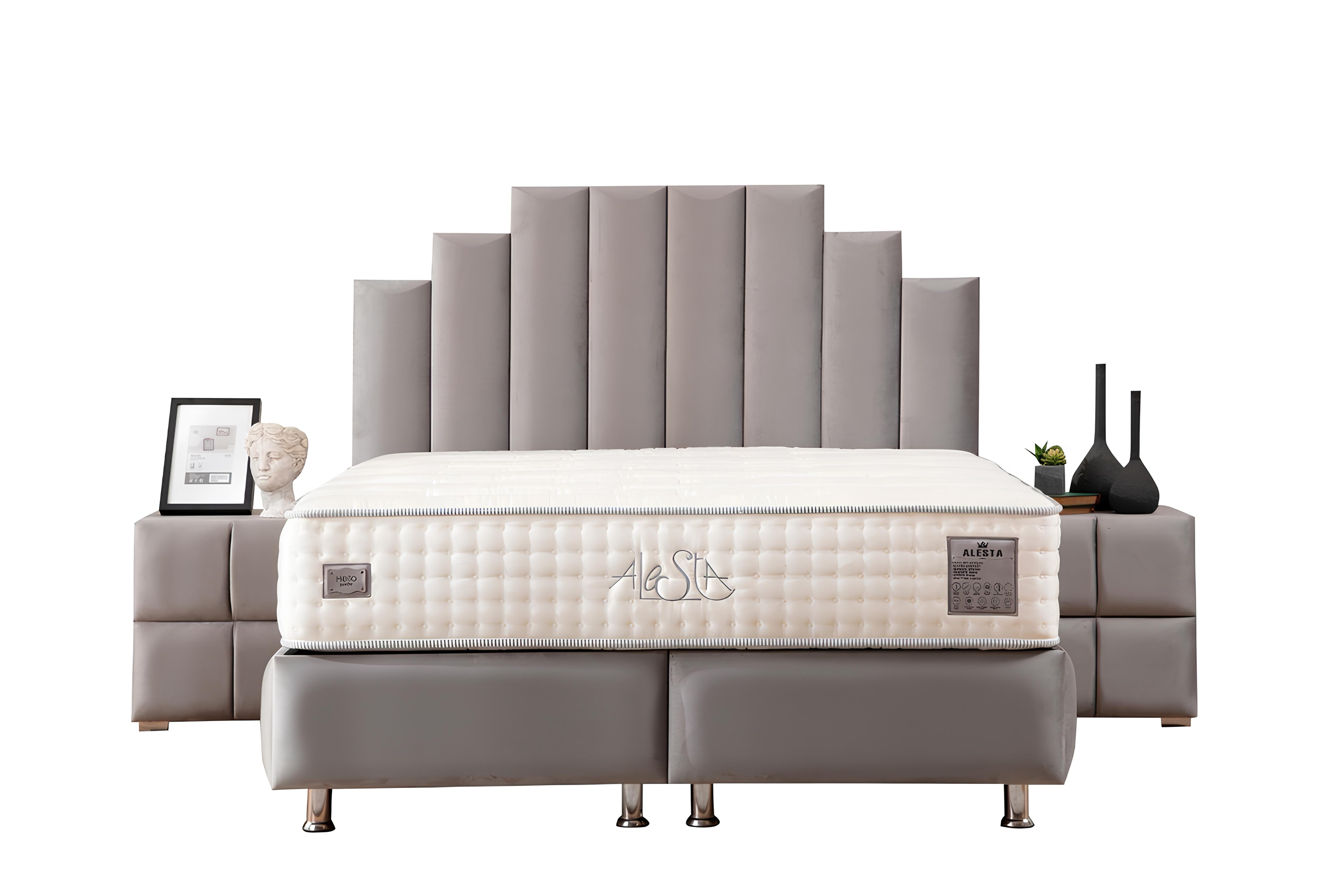 Lit Coffre en velours gris NATURA