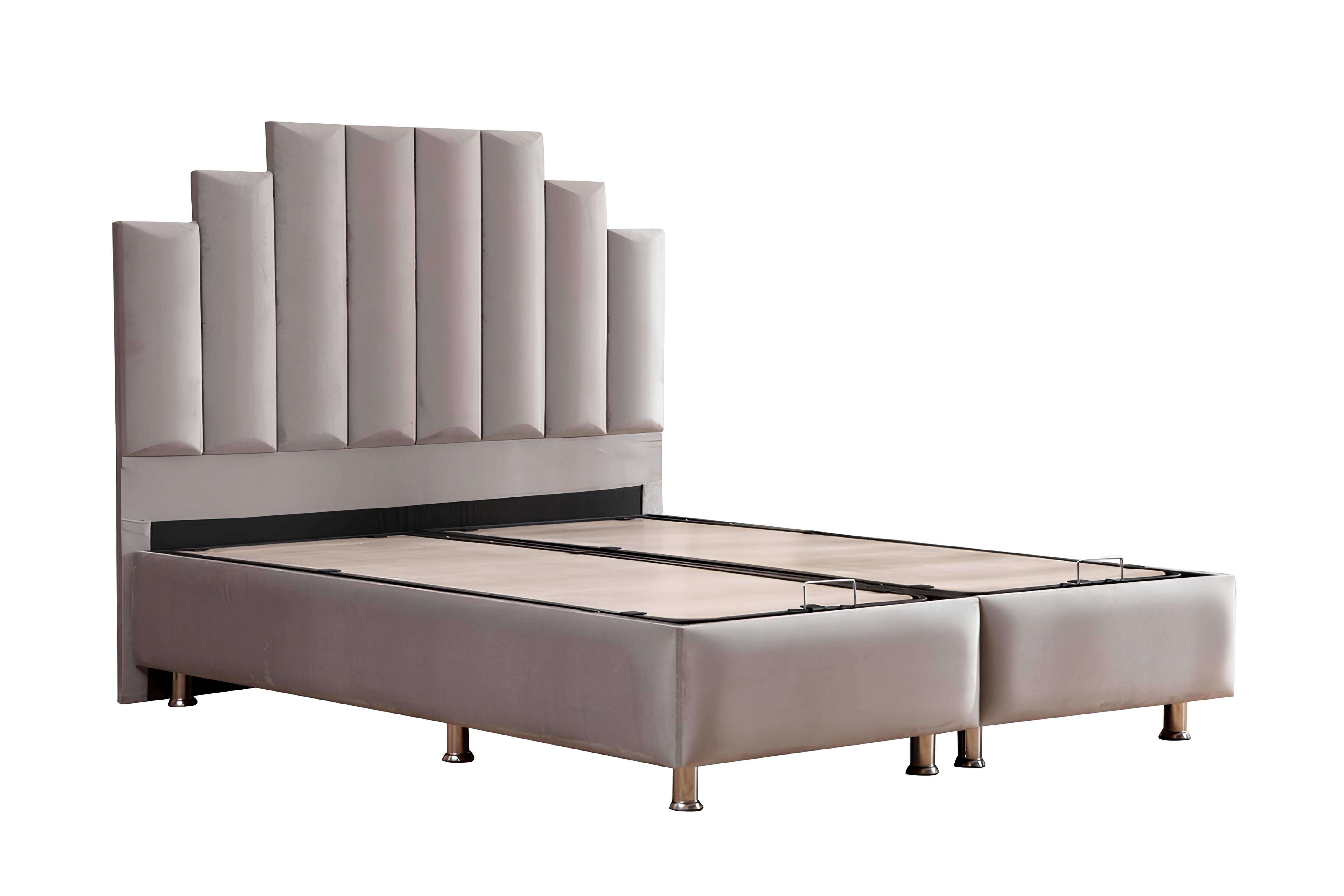 Lit Coffre en velours gris NATURA
