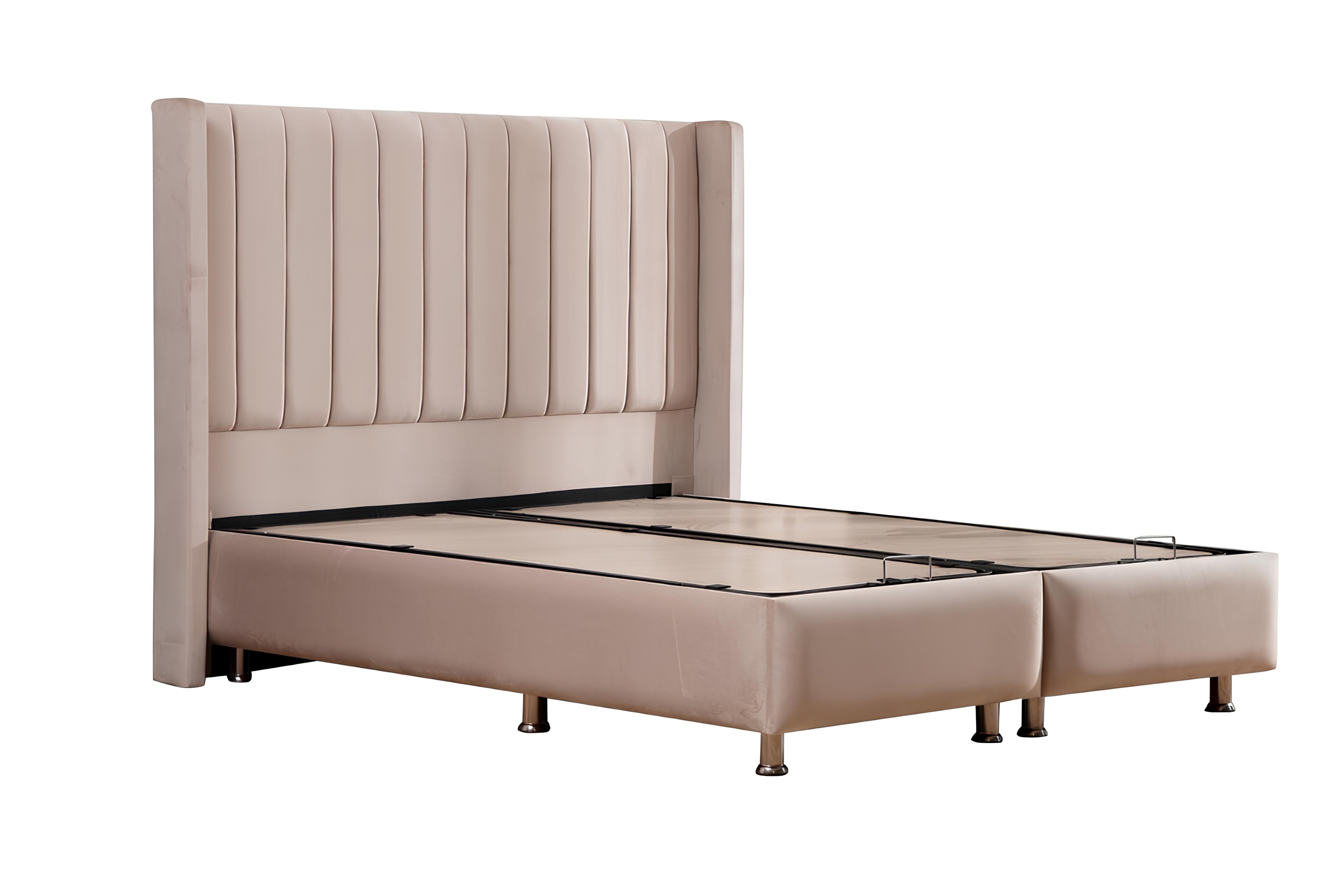 Lit Coffre en velours beige TOKYO