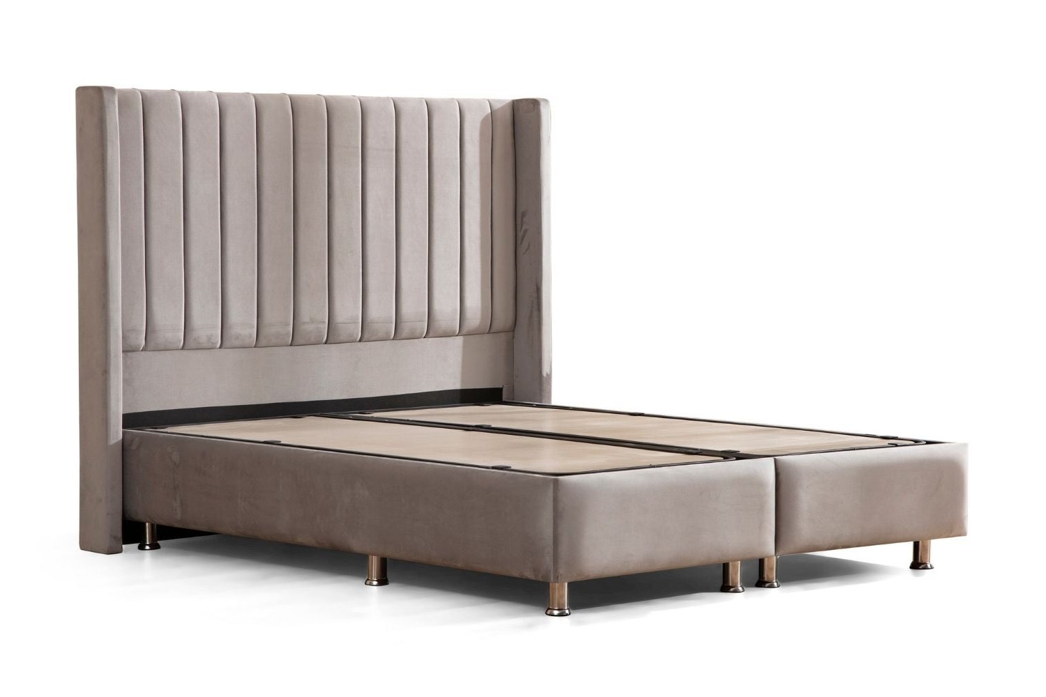 Lit Coffre en velours gris TOKYO