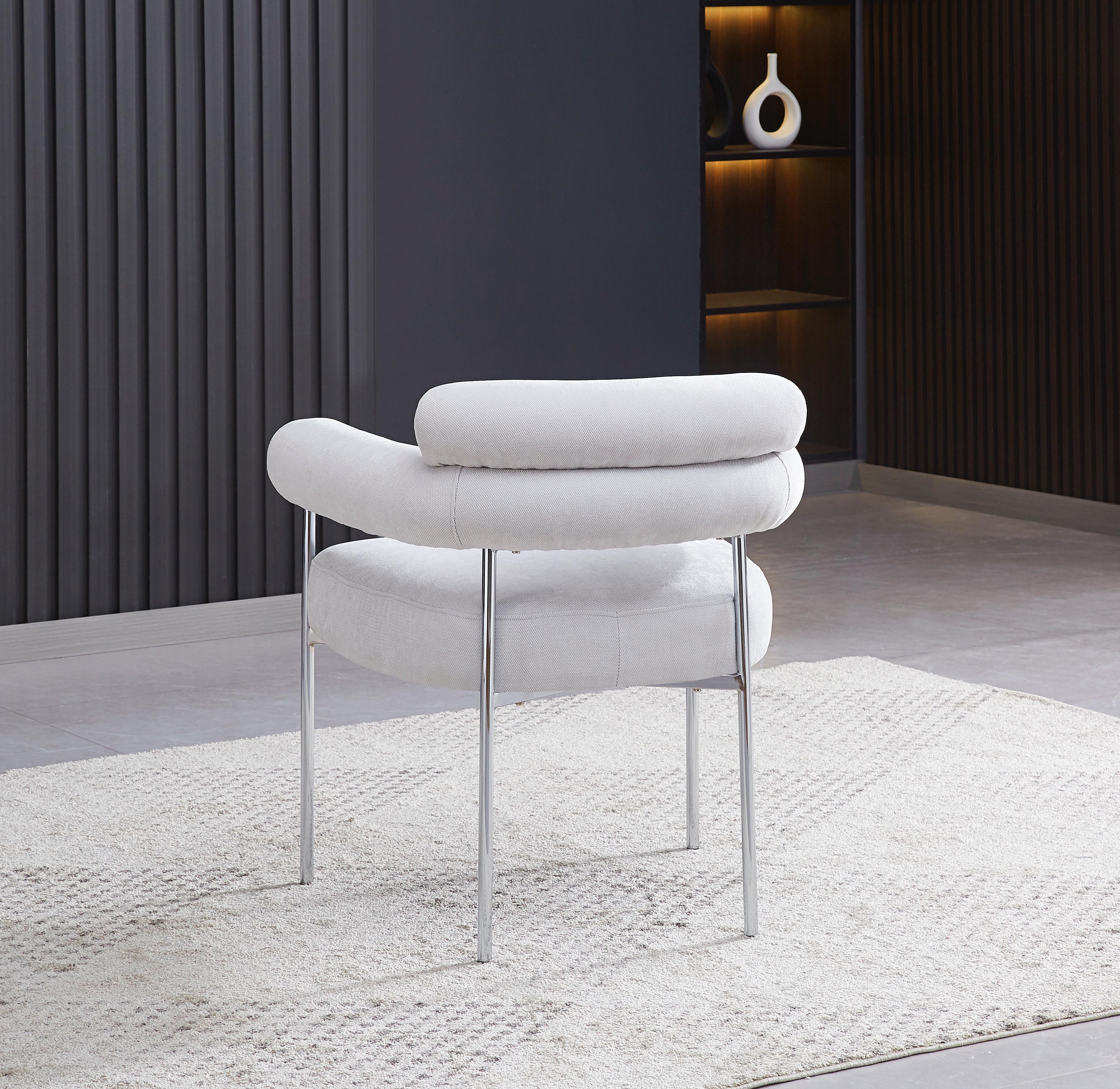 Chaise en tissu blanc Paul