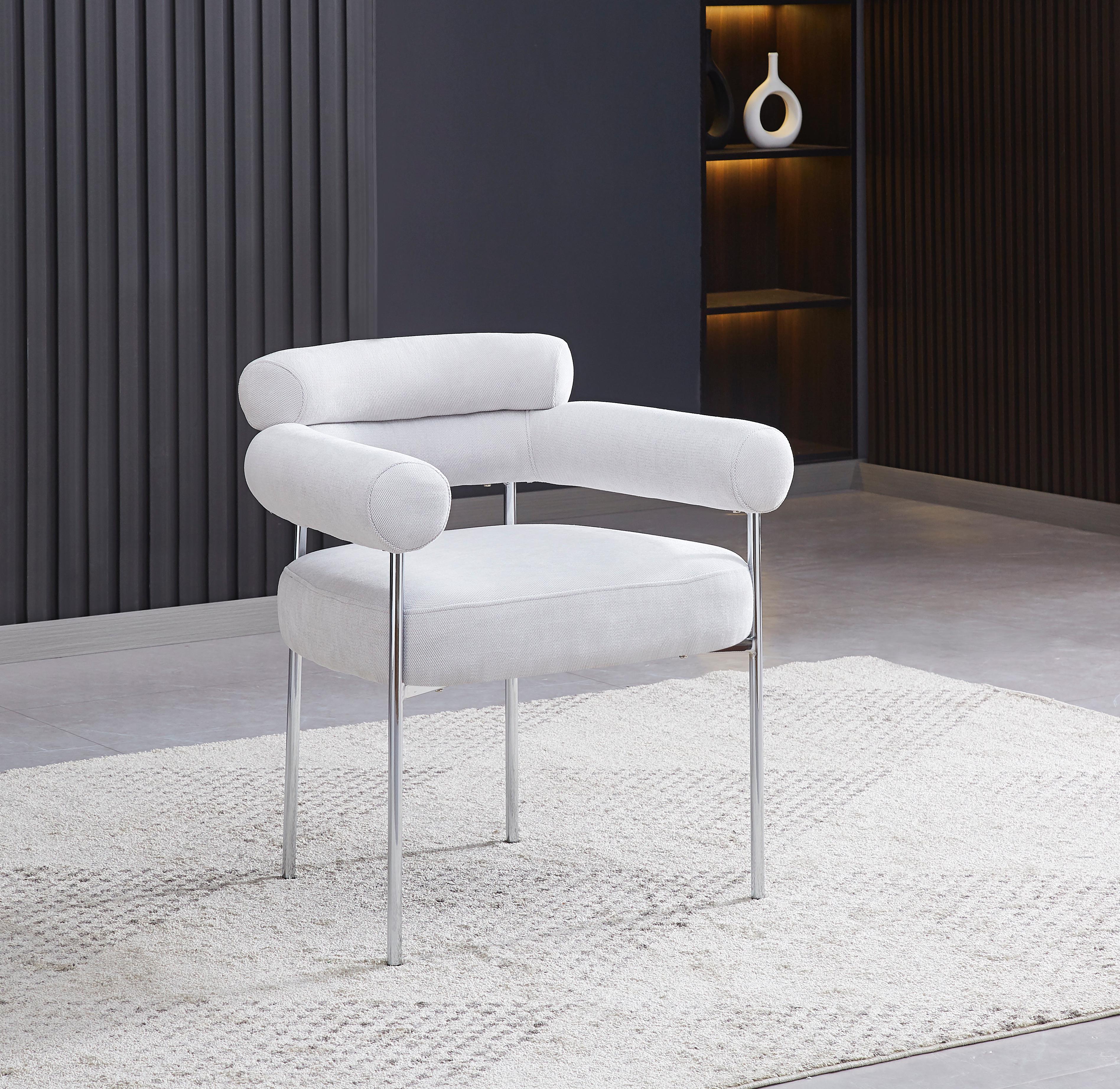 Chaise en tissu blanc Paul