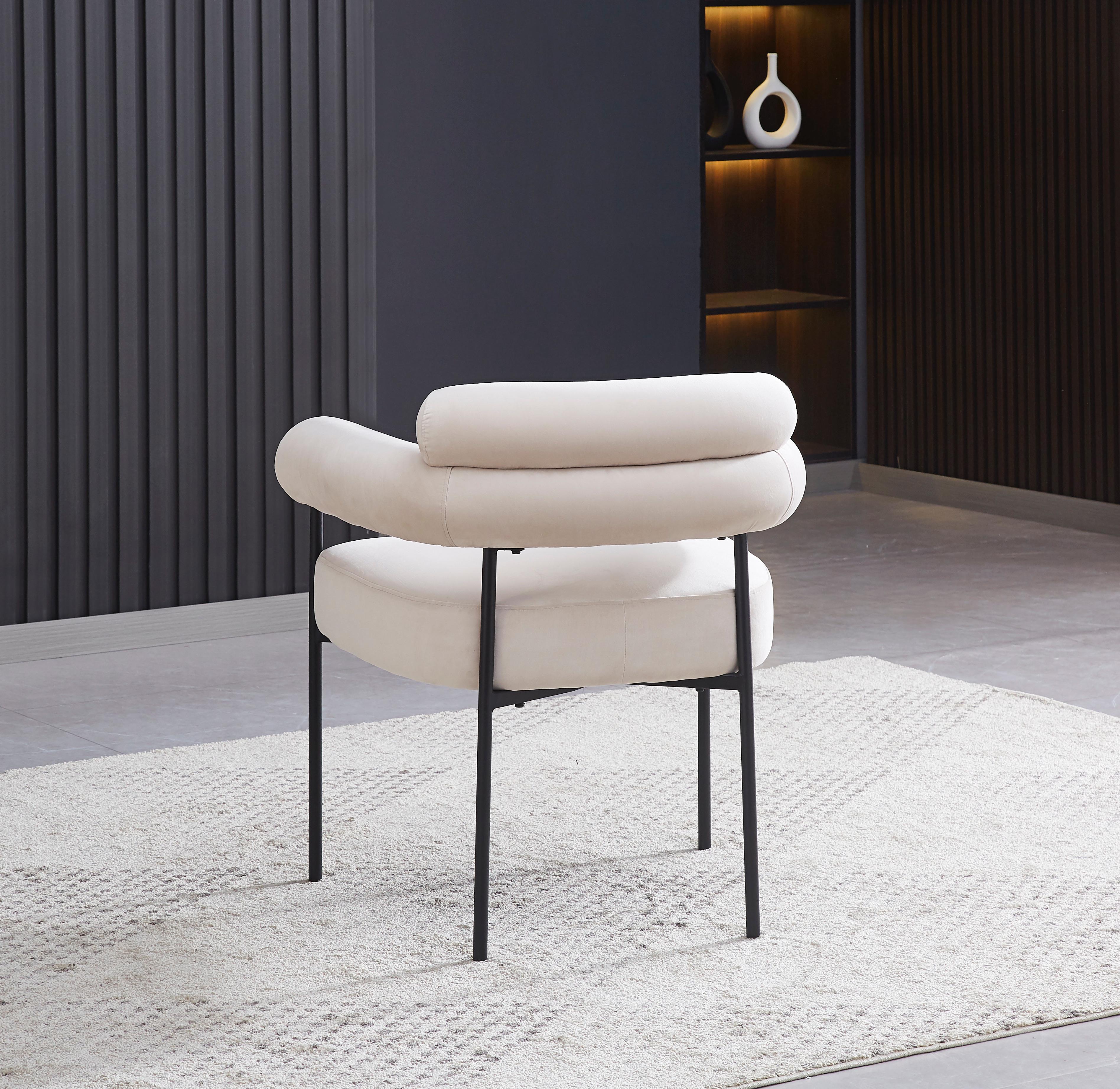 Chaise en velours blanc cassé Paul
