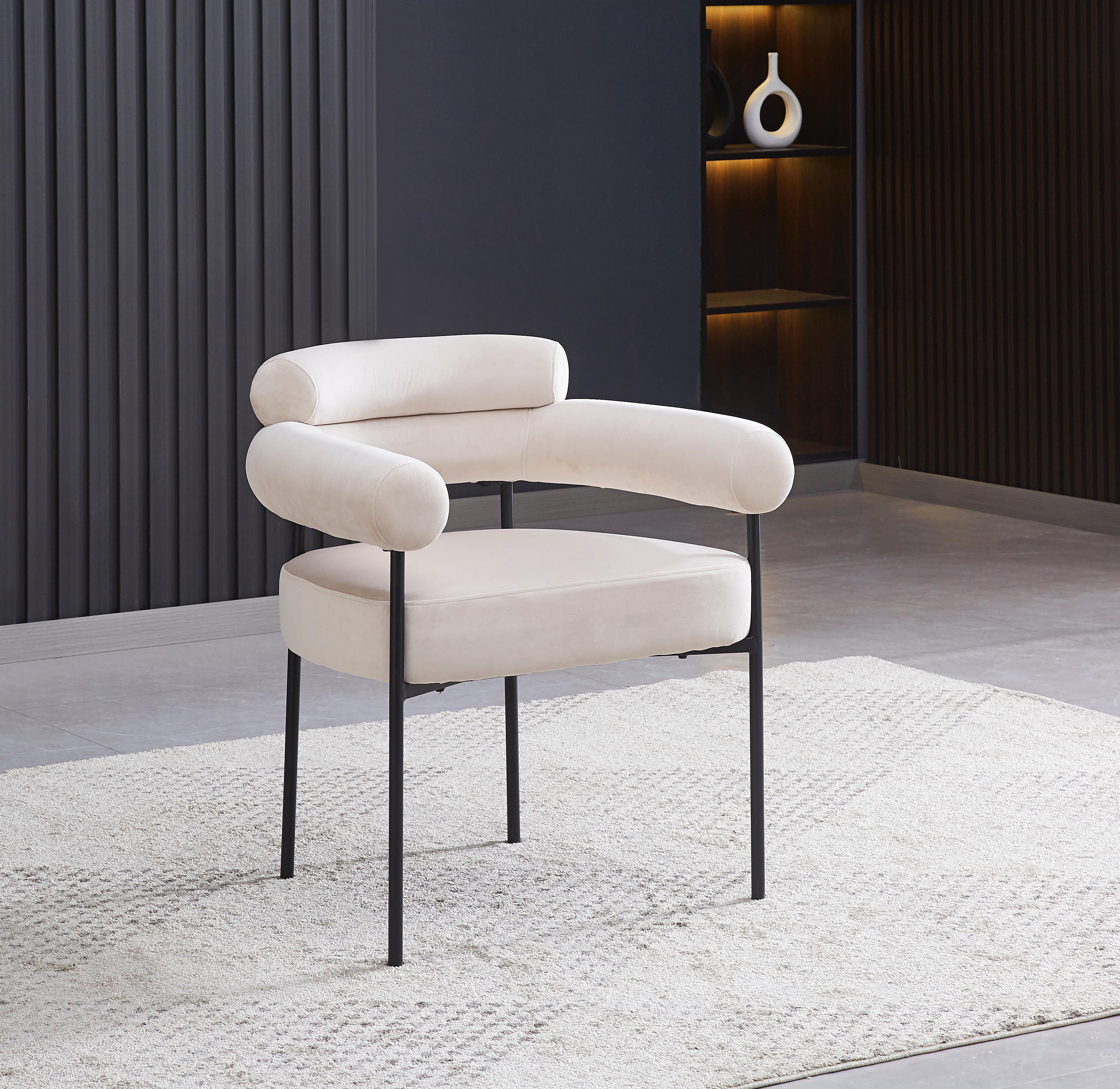 Chaise en velours blanc cassé Paul