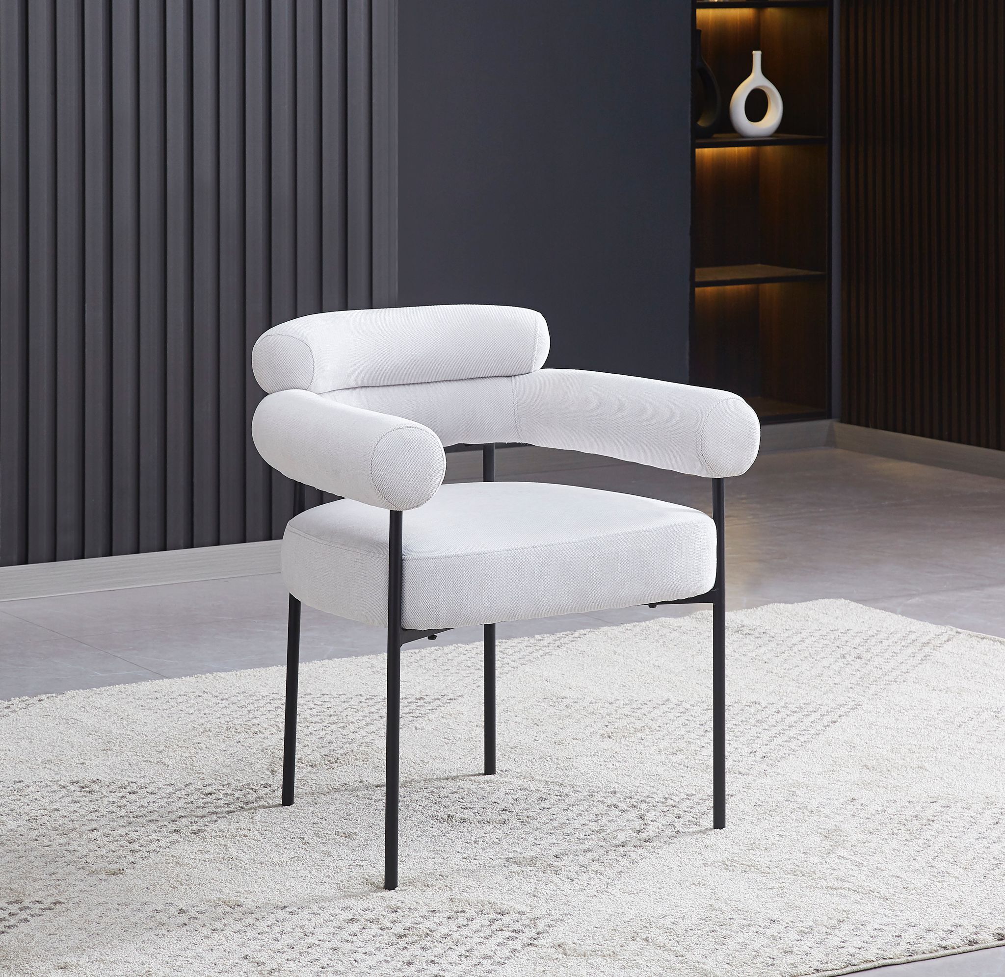 Chaise en tissu blanc Paul