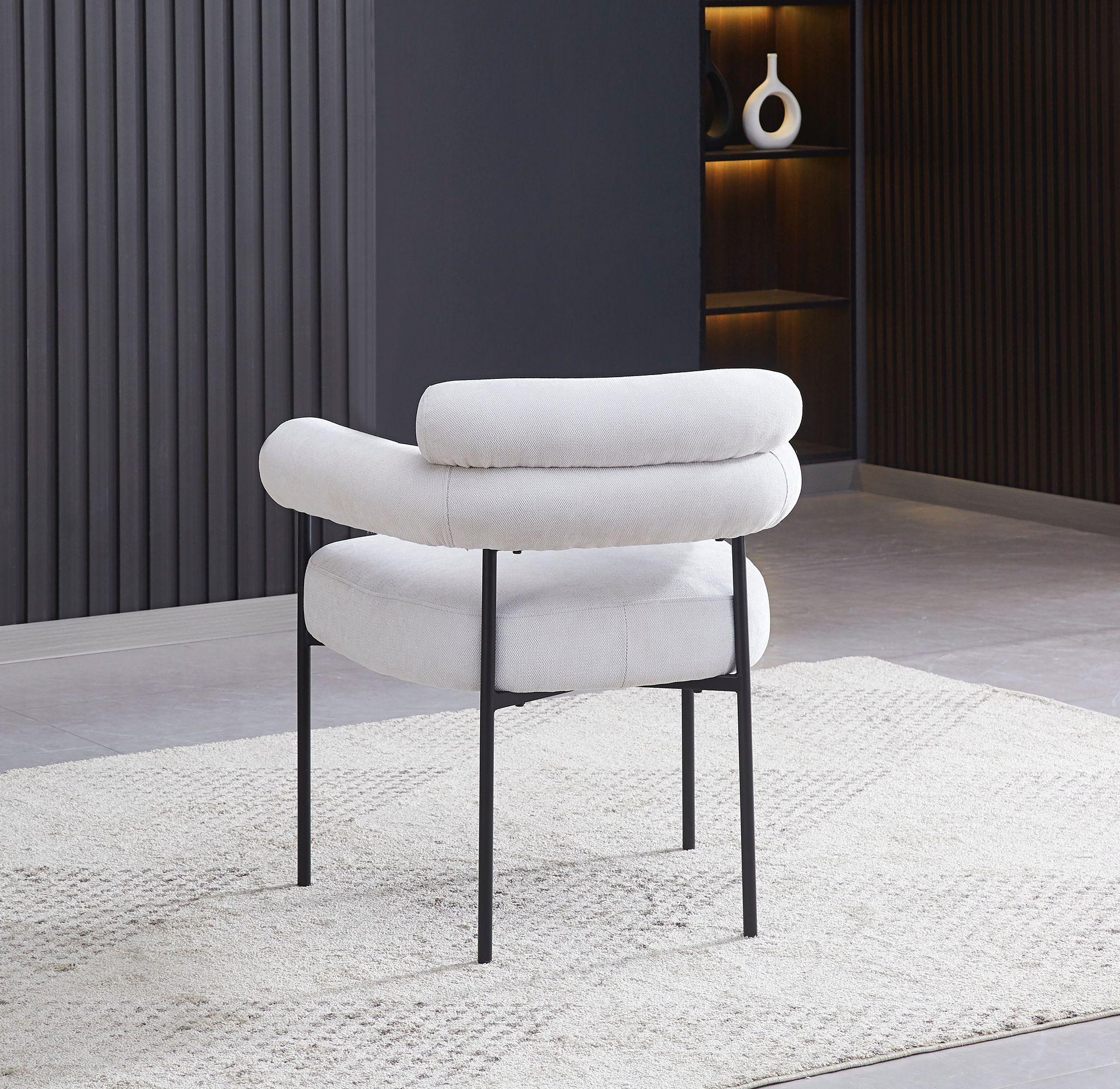Chaise en tissu blanc Paul