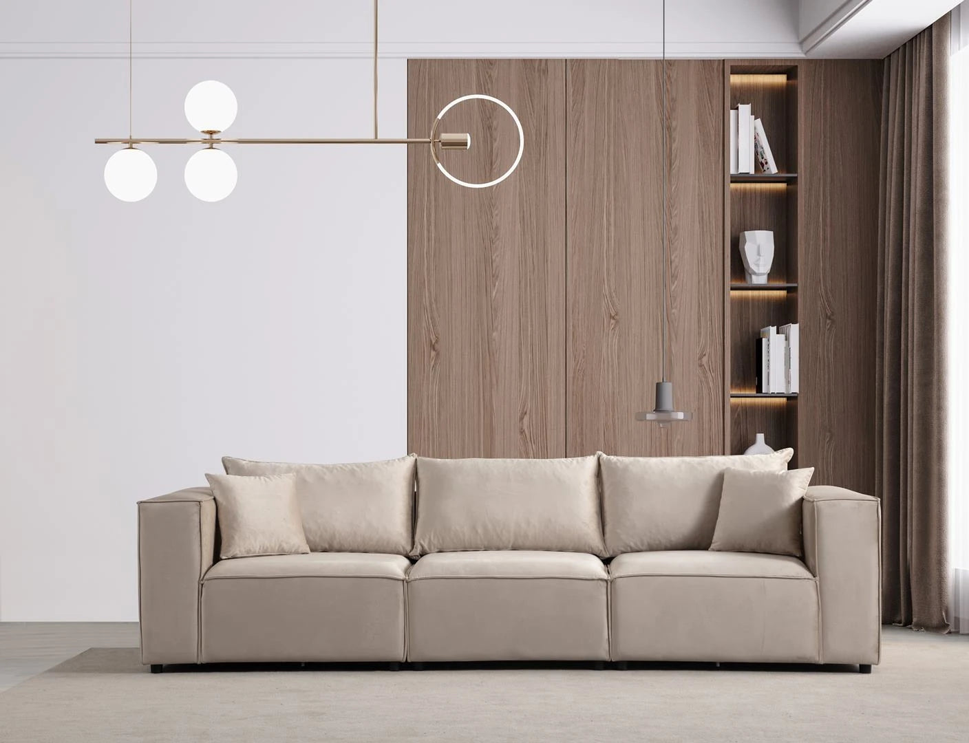 Canapé modulable 4 places velours Camille