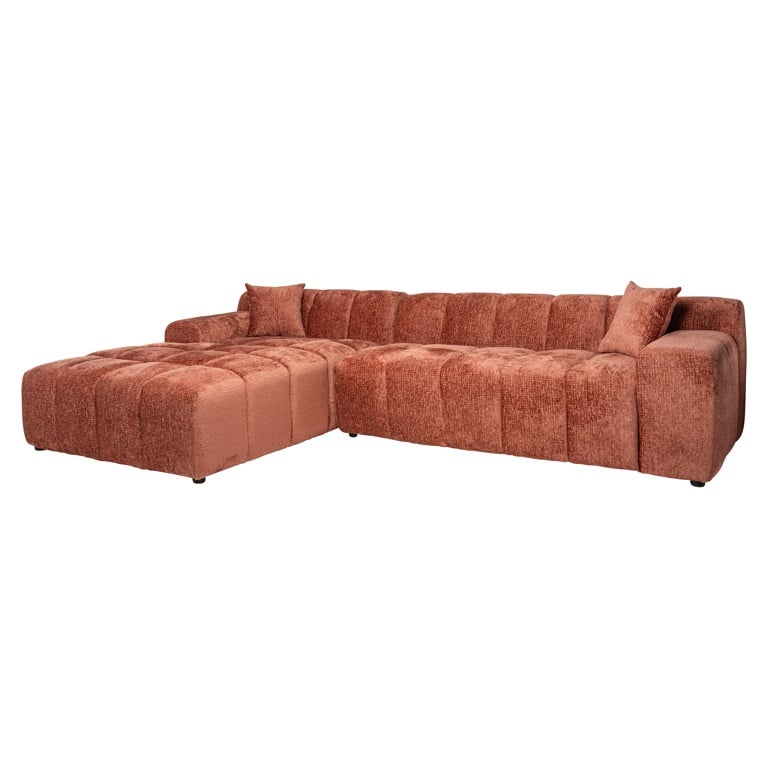 Canapé 5 places chenille terracotta Aïko
