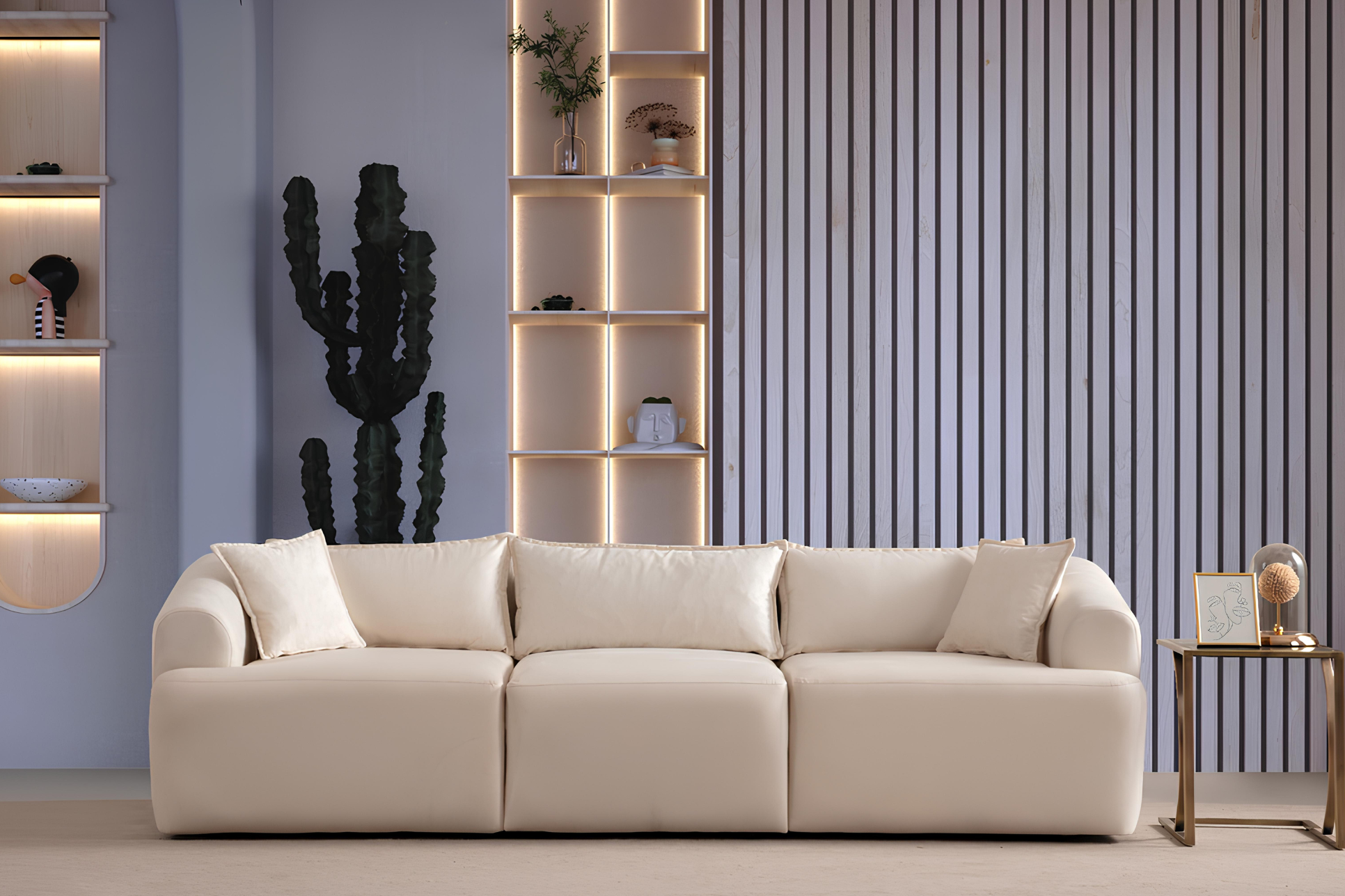 Canape 3 places modulable blanc 