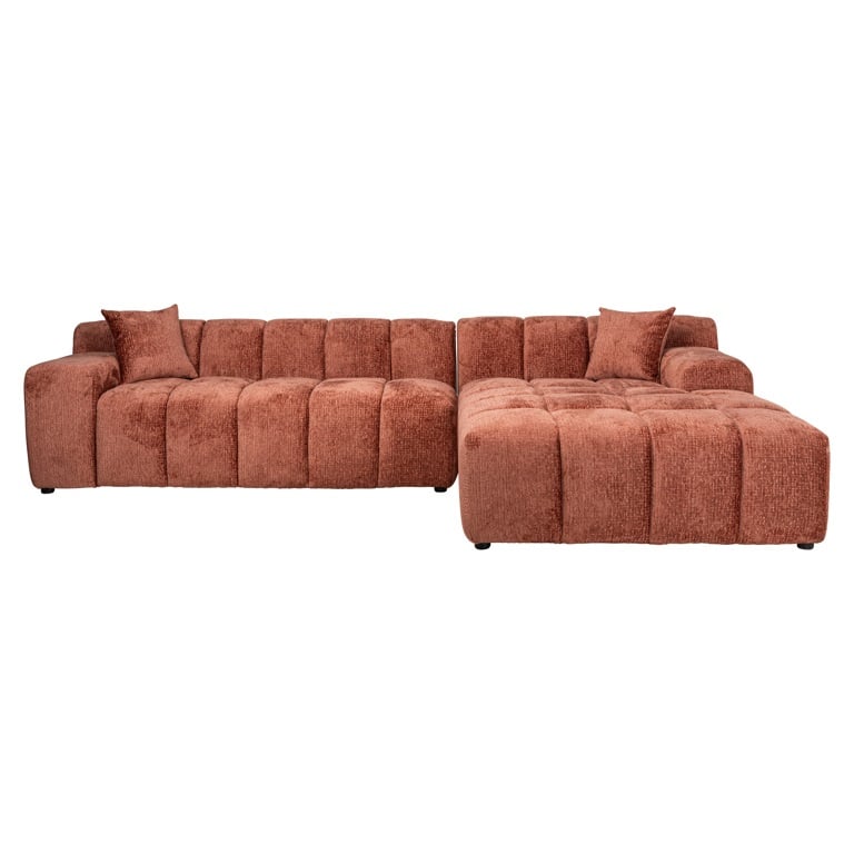 Canapé 5 places chenille terracotta Aïko