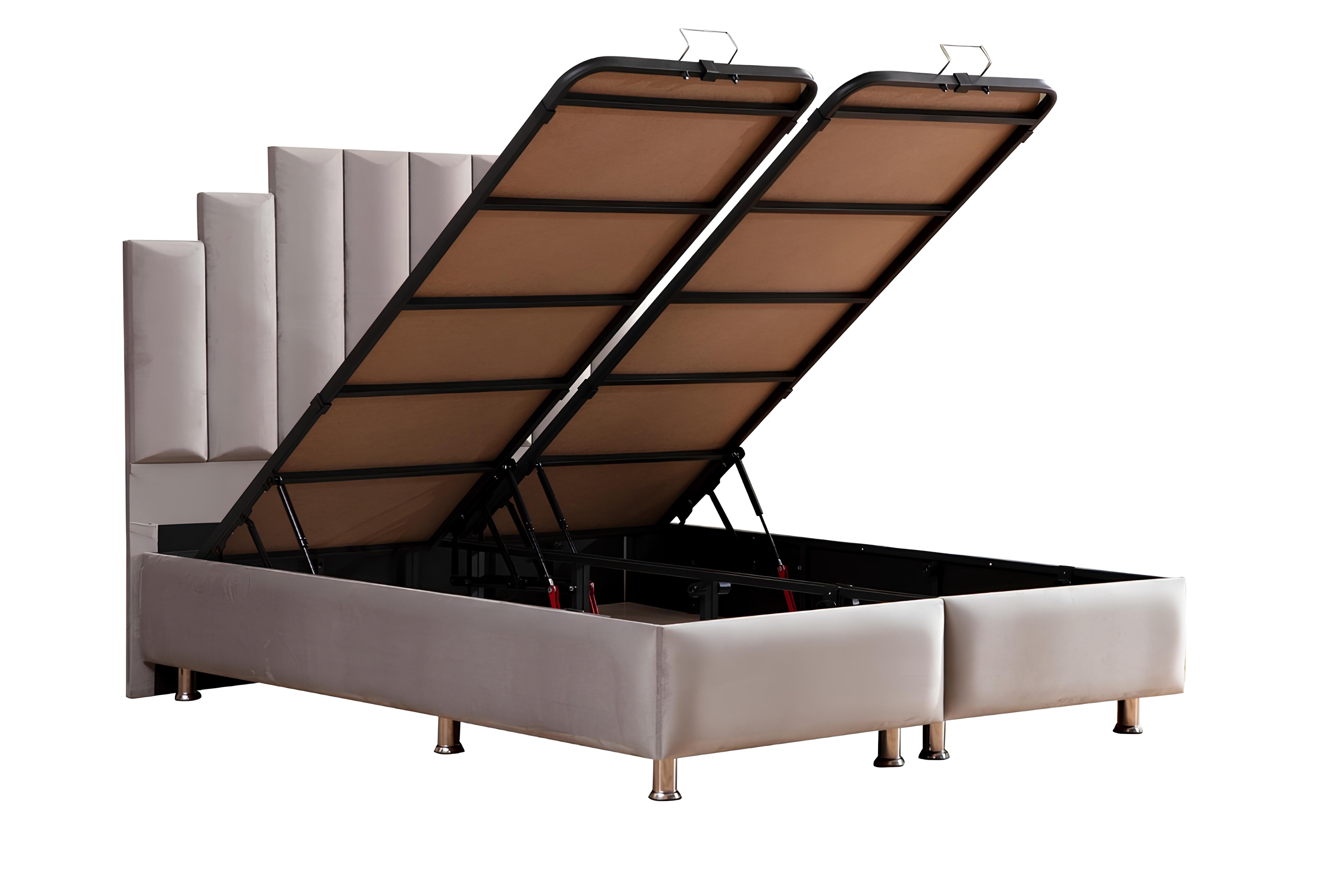 Lit Coffre en velours gris NATURA