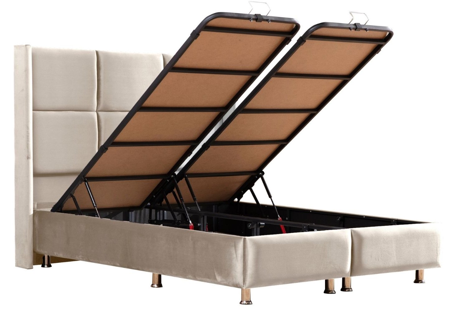 Lit Coffre en velours beige RIO