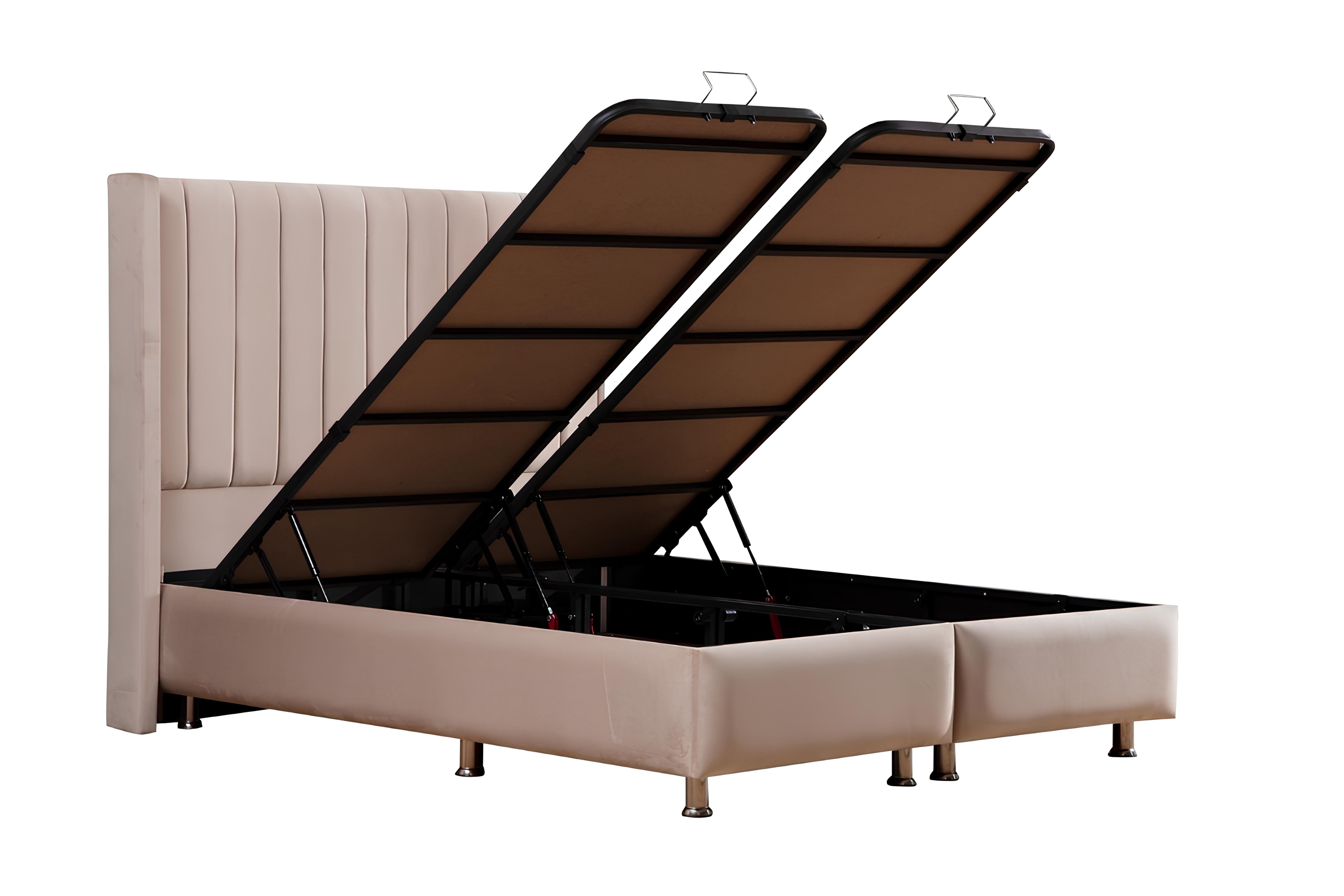 Lit Coffre en velours beige TOKYO