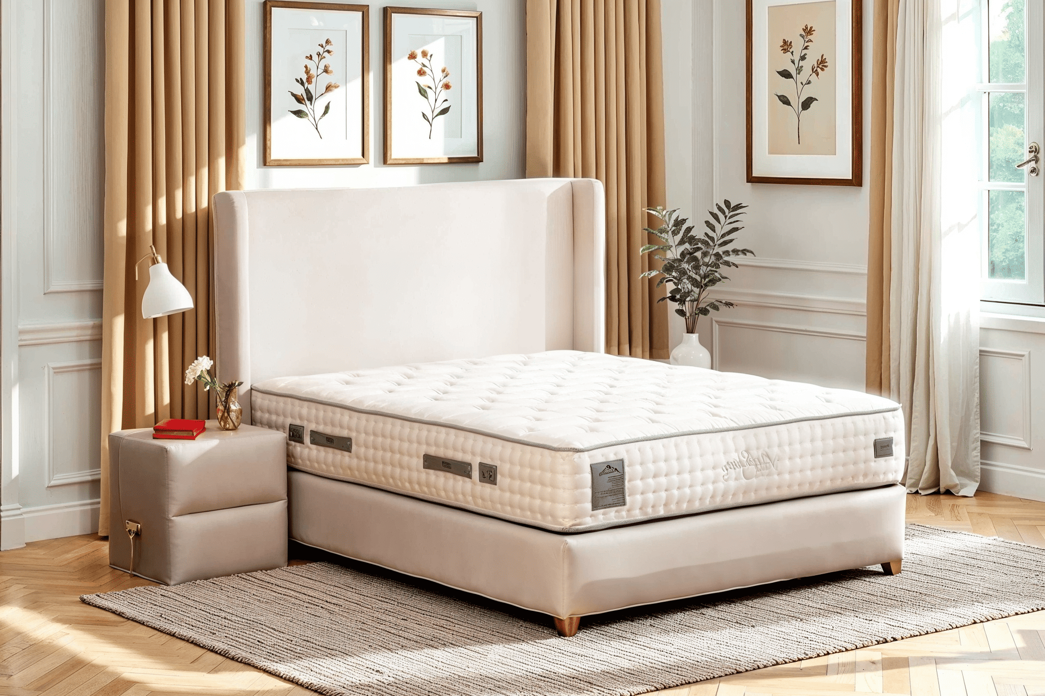Lit Coffre en velours blanc ecru Louane