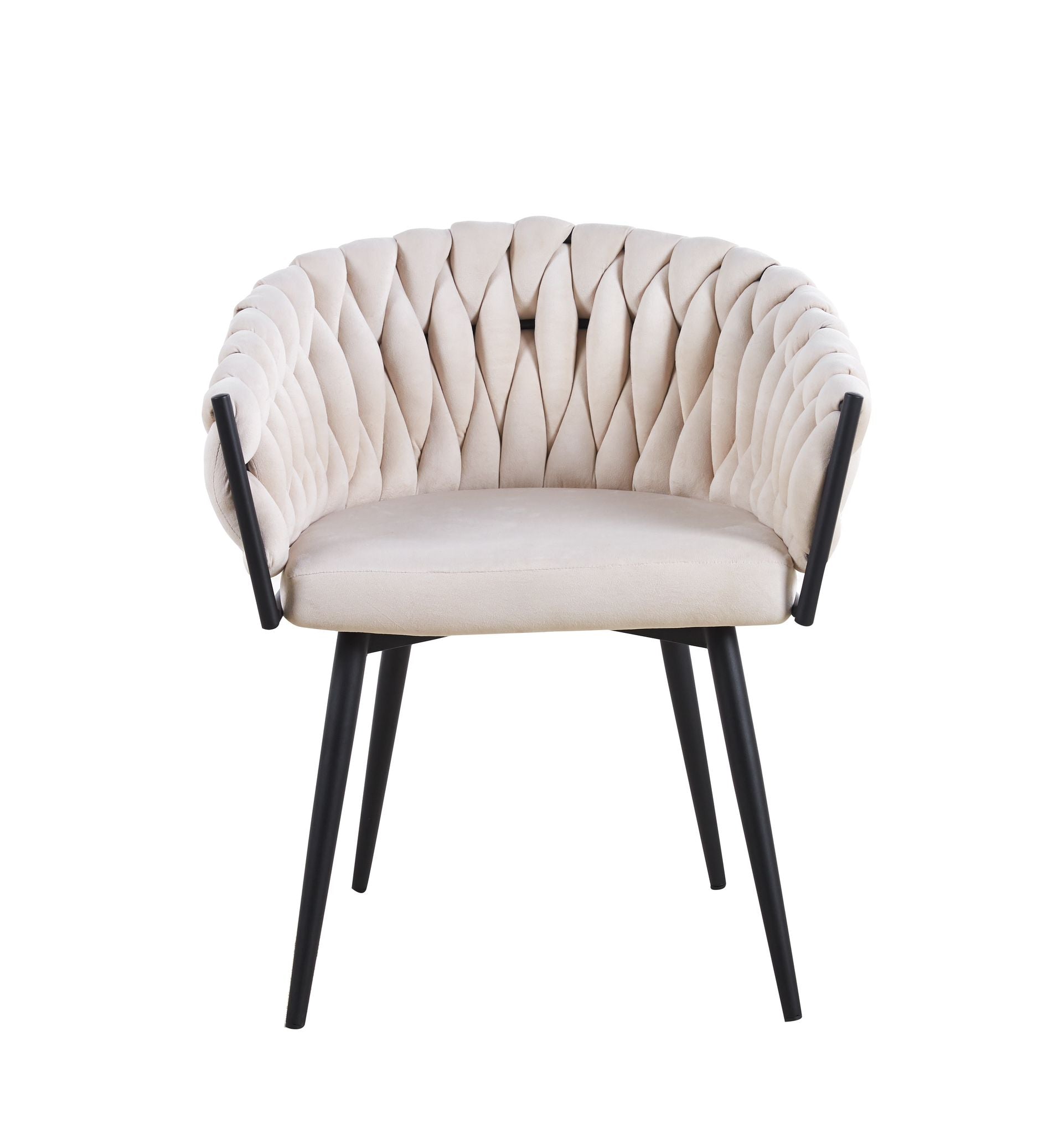 Chaise tressée en velours beige