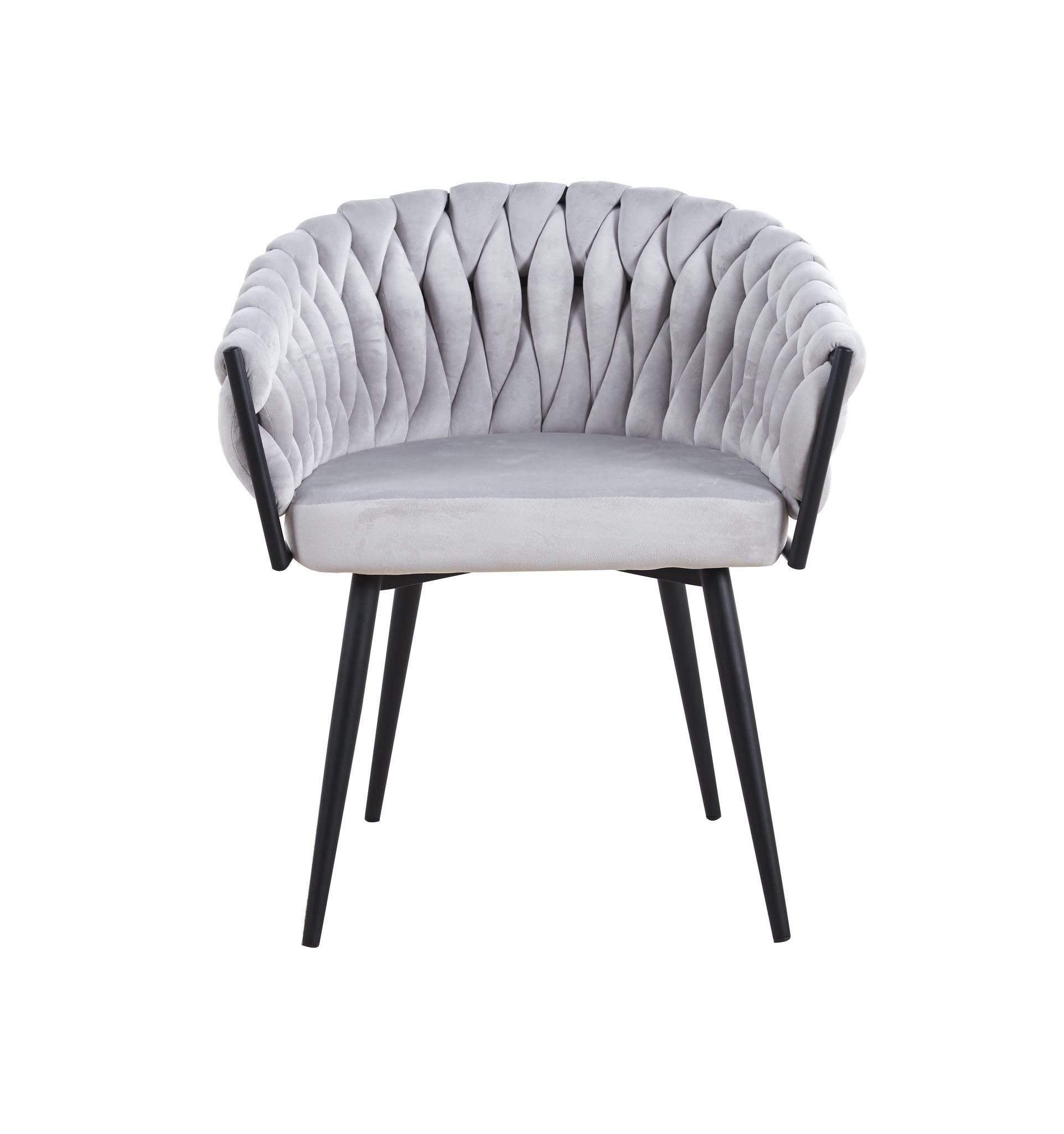 Chaise tressée en velours gris