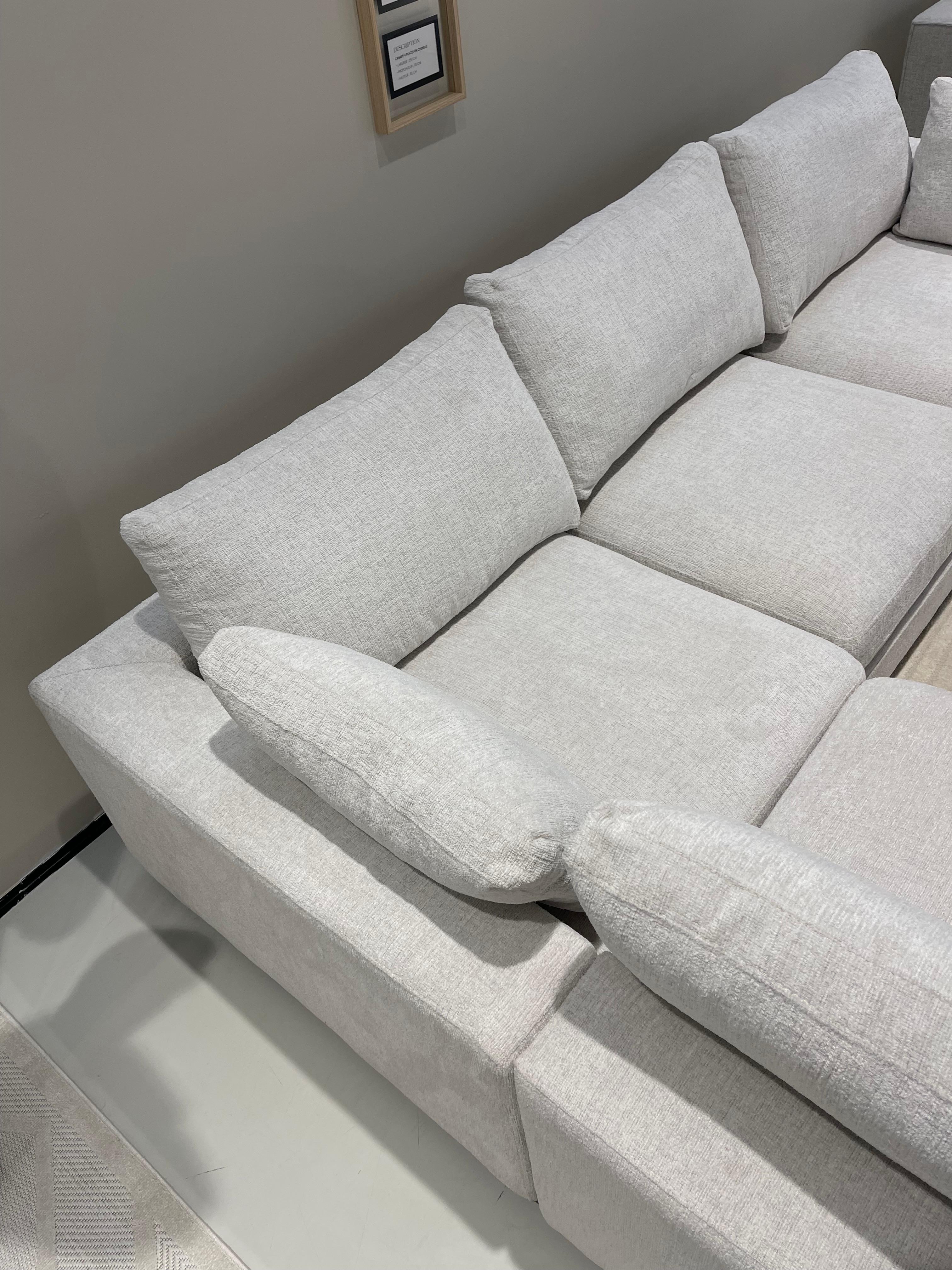 Canapé modulable 5 places chenille blanc Agathe