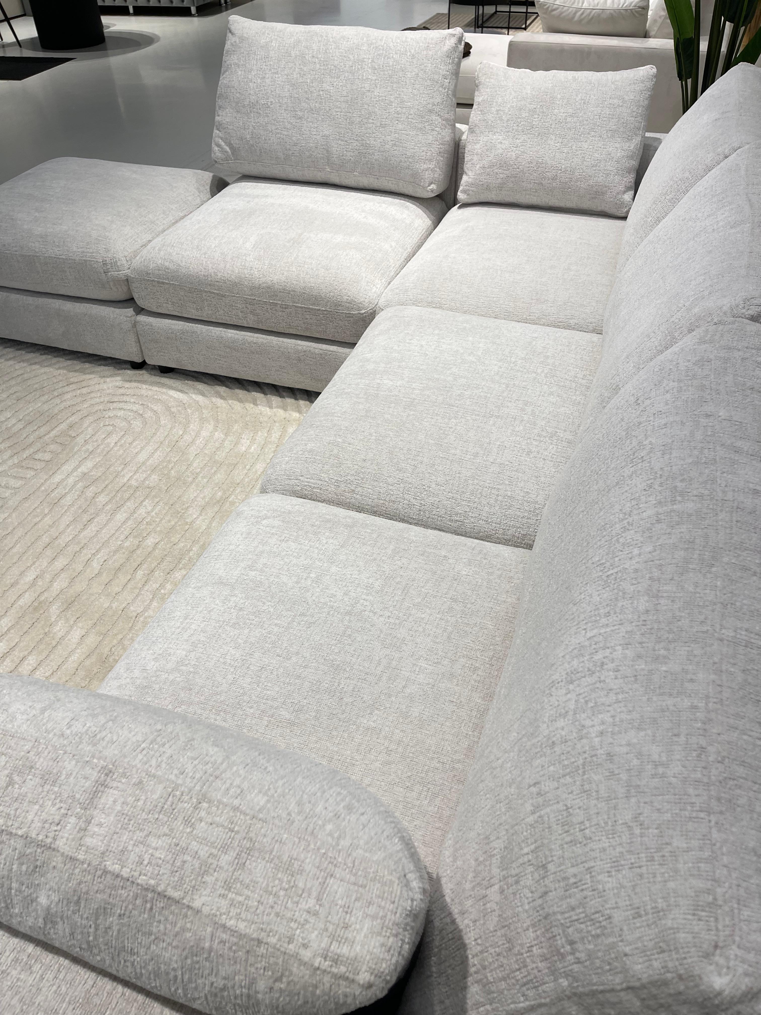 Canapé modulable 5 places chenille blanc Agathe