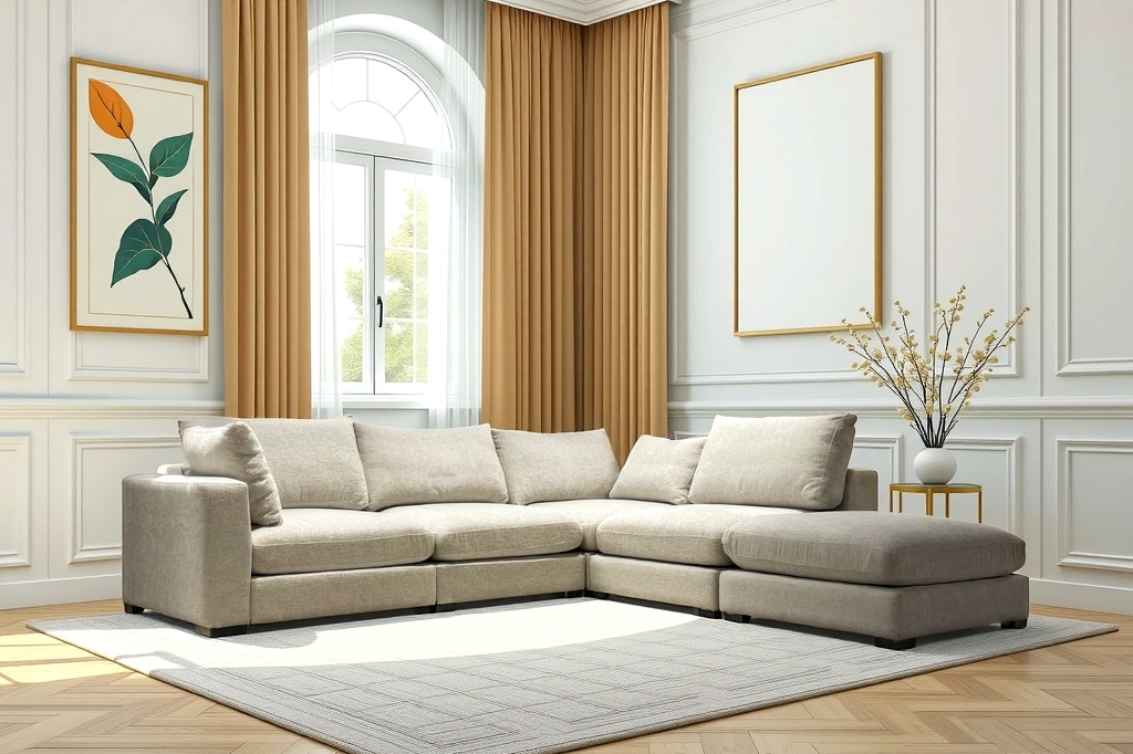 Canapé modulable 4 places chenille blanc Agathe