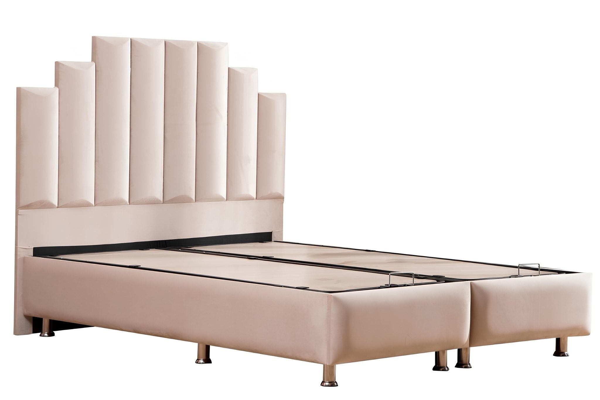 Lit Coffre en velours beige NATURA