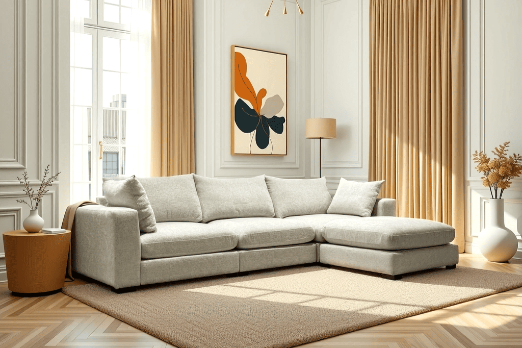 Canapé modulable 4 places chenille blanc Agathe